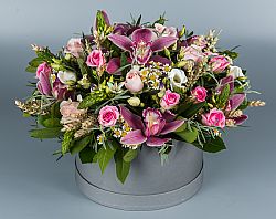 Grey Box 2 - Καπελιέρα με ορχιδέες, τριαντάφυλλα, στάχυα 