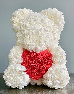 Rose Bear white with red heart